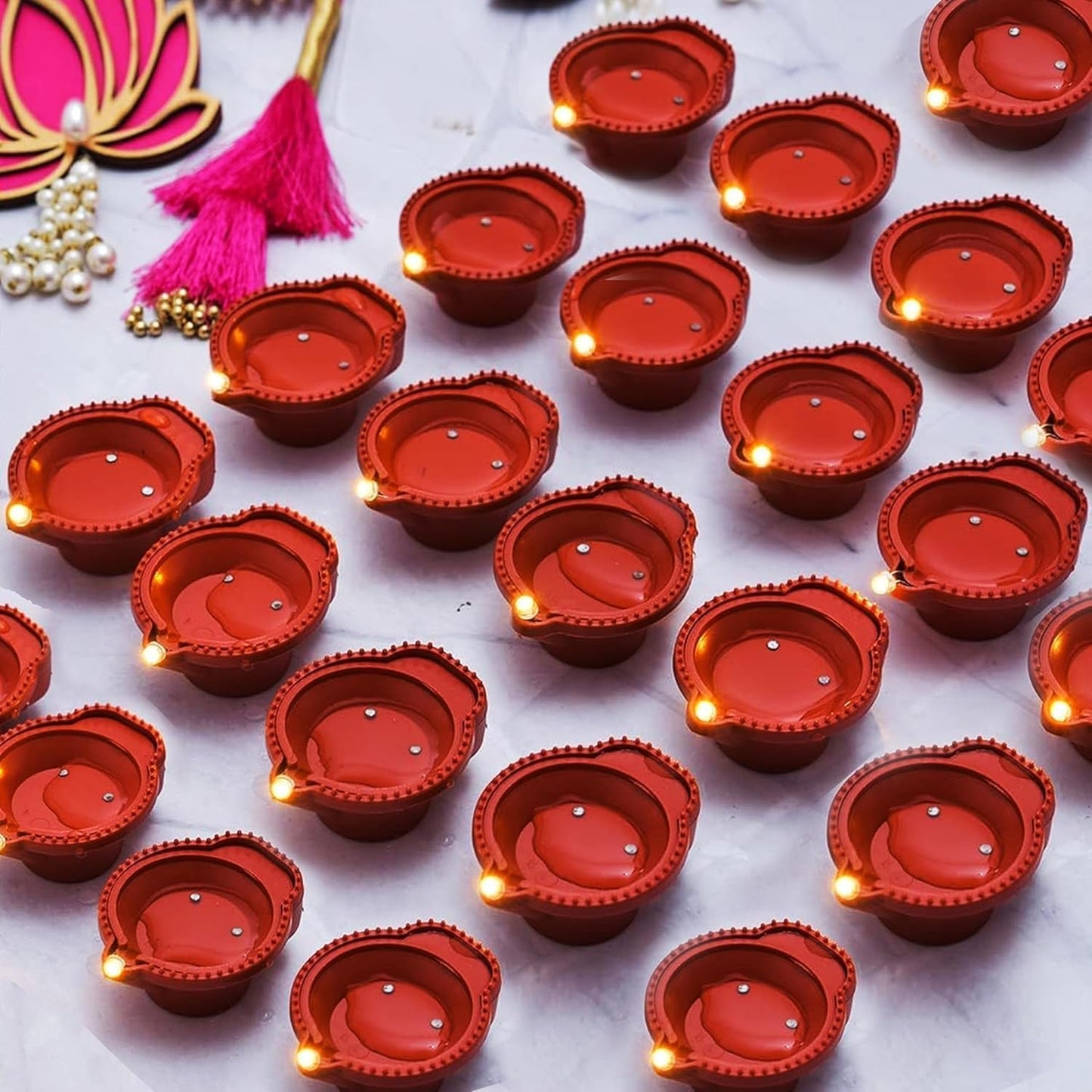 Pack of 12 Water Sensor LED Light Diyas for Home & Diwali Festivals Decoration