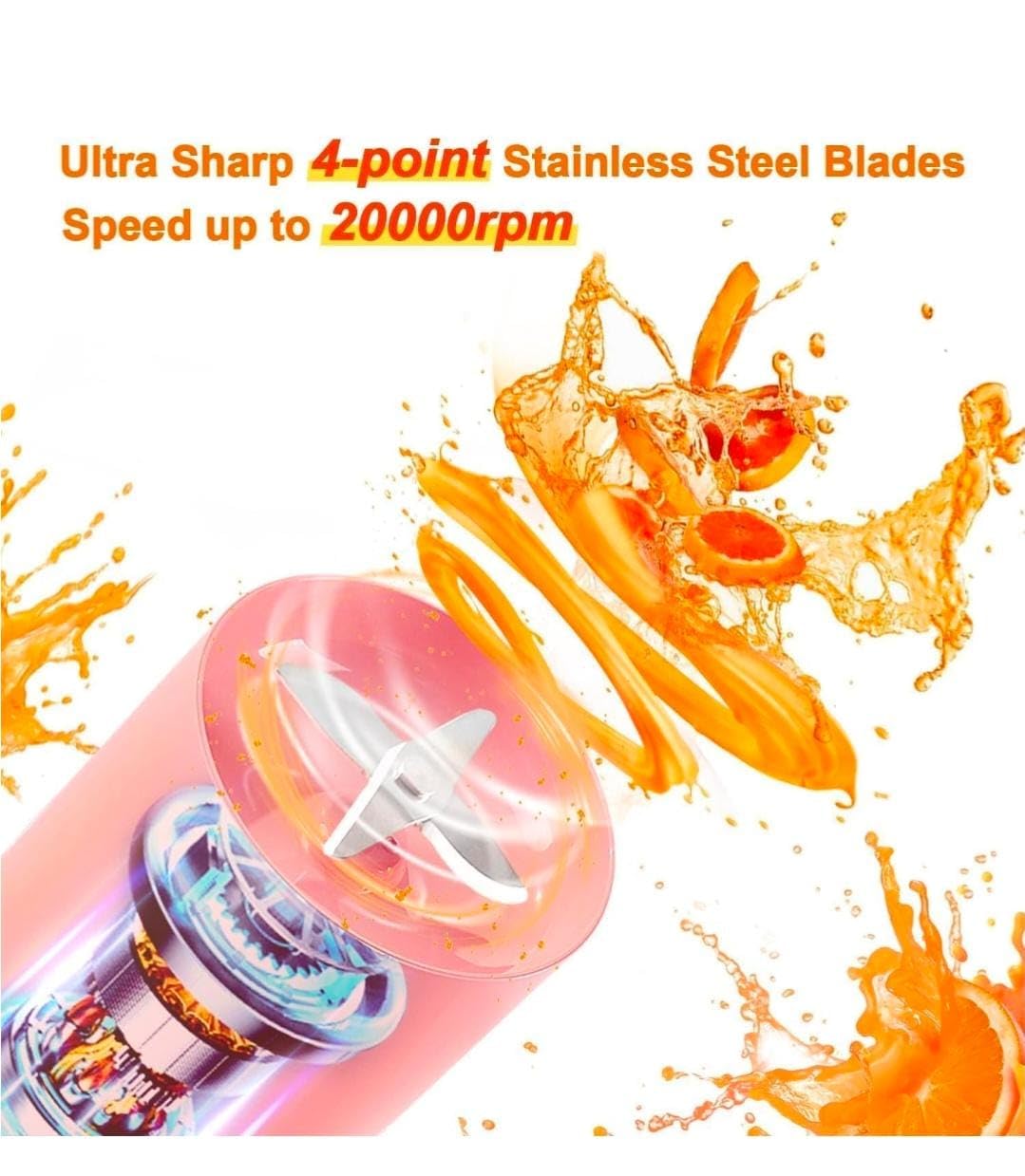 Portable Mini Juicer Bottle, Wireless Juicer Blender