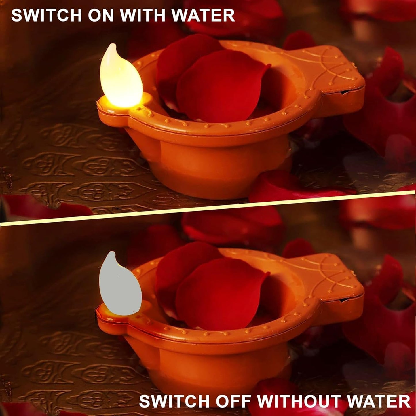 Pack of 12 Water Sensor LED Light Diyas for Home & Diwali Festivals Decoration