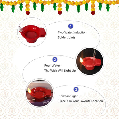Pack of 12 Water Sensor LED Light Diyas for Home & Diwali Festivals Decoration