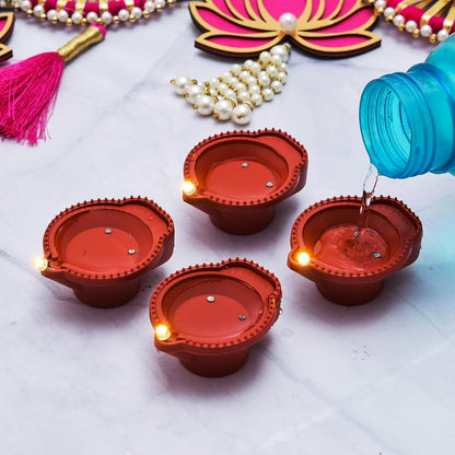 Pack of 12 Water Sensor LED Light Diyas for Home & Diwali Festivals Decoration