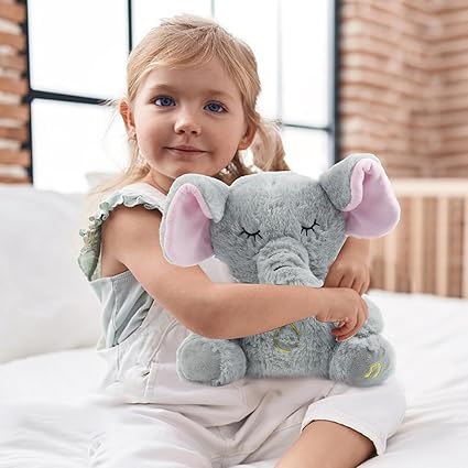 Sleeping Breathing Elephant with Music and Light Soft Toy for KIDs.