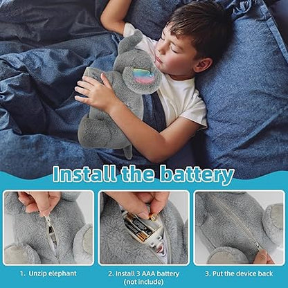 Sleeping Breathing Elephant with Music and Light Soft Toy for KIDs.
